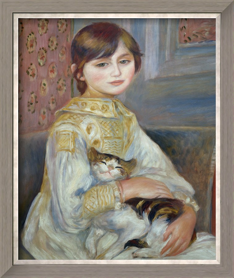 Portrait of Julie Manet or Little Girl with Cat - Pierre-Auguste Renoir painting on canvas